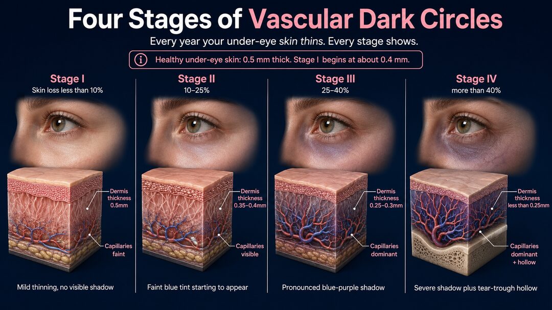 The progression of vascular dark circles from age 25 to 55